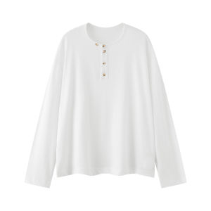 MADWITCH | Sleek American Minimalist Loose Fit T-shirt Henry Collar