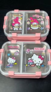 กล่องข้าวลายการ์ตูน 🚩FREEกระเป๋า+กระบอกน้ำ พร้อมที่เก็บช้อน สแตนเลสSUS316 จุ1500ML กล่องข้าวพกพา Lunch Box