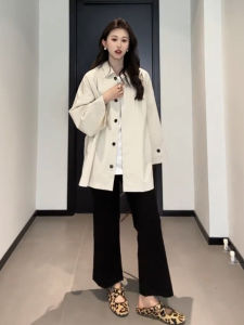 High Waist Wide Leg Pants Womens Black Nine Points Micro Flared Trousers Summer New plus Size Slimming Elastic Drapey Casual Pants