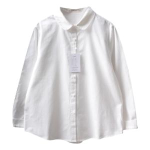 Japanese Style Soft Girl Classic Younger Cute Peter Pan Doll Collar Loose Easiest for Match Pure Cotton Long Sleeve Shirt Top Women