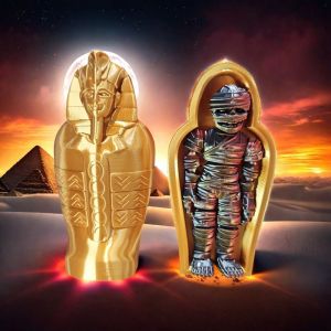 Mummies Gold Coffin Sphinx Face Decorations Halloween Trendy Eco-friendly 3D Print Desktop Decorations Childrens Toys
