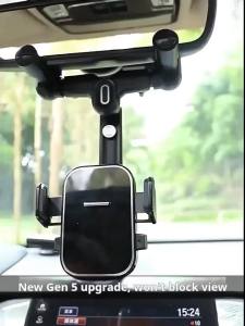 360 ° Giá Đỡ Điện Thoại Ô Tô Đa Năng Có Thể Xoay Thu Gọn Đa Chức Năng Có Thể Điều Chỉnh Gắn Gương Chiếu Hậu Chất Liệu Kim Loại Đen & Silicon