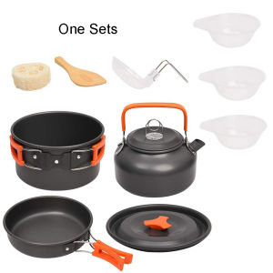 1pcs/1set Camping Cookware Kit Outdoor Cooking Set Aluminum Equipment Outdoor Pot Travel Tableware Kitchen Hiking Picnic BBQ