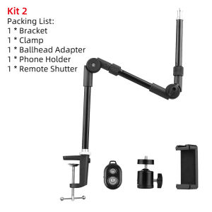 Andoer ST-01 Flexible Foldable Desk Mount Stand Metal Bracket 3kg Load Capacity for LED Ring Light Webcam Camera Smartphone