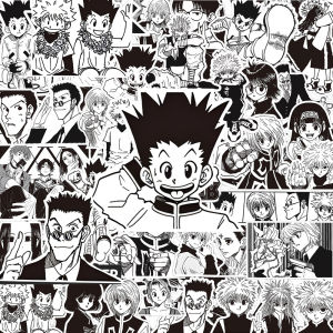 Bandai | Anime HUNTERxHUNTER Bộ Hình Dán-10/30/70 Chiếc Đen Trắng Chống Nước Graffiti Dán Cho Ván Trượt Laptop Xe Ô Tô Trang Trí Thoáng Mát
