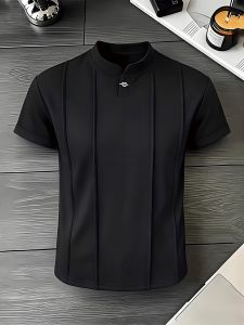 LIUBU | Henley Neck Short Sleeve Boxy Fit T-shirt