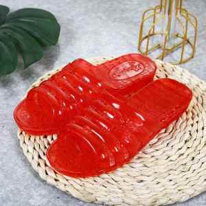 Classic Womens Jelly Slippers Home Anti-Slip Summer Outdoor Wear Transparent Plastic Slip-On Shoes Comfortable Flat Heel