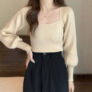 groove J136เสื้อไหมพรมแขนยาวทรงสวย ผ้านิ่มใส่สบายน่ารักๆ เสื้อสายเดี่ยวไหมพรม น่ารักสไตล์เกาหลี