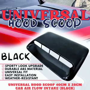 GECA UNIVERSAL 40X28CM CAR AIR FLOW INTAKE HOOD SCOOP BLACK (12187)
