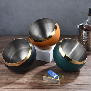 ถังขยะเก็บขยะแบบกลมสแตนเลสสำหรับใช้ในบ้านและห้องนอน ความจุไม่เกิน 4 ลิตร ไม่มีฝาปิด สำหรับตกแต่งบาร์ KTV โต๊ะทำงาน โต๊ะเครื่องแป้ง