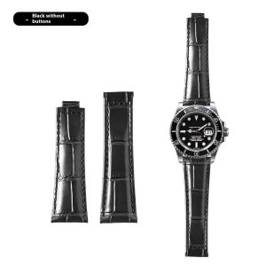 20mm Genuine Leather Watch Strap for Rolex Water Ghost Submariner GMT DAYTONA Yacht Maste BlackGreen Water Ghost Watch Accessori