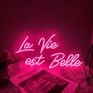 La Vie Est Belle LED Neon Sign Beautiful Wall Decor Light For Wedding Birthday Party Restaurant Cafe Bar Home Room Decoration