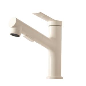 QIANMUYU | Retro Cream-colored Pull-out Bathroom Sink Faucet