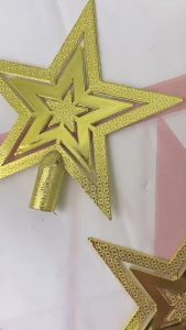 Topping Pohon Natal Bintang Hiasan Pohon Christmas Aksesori Top Bintang Emas Untuk Puncak Pohon Natal PST