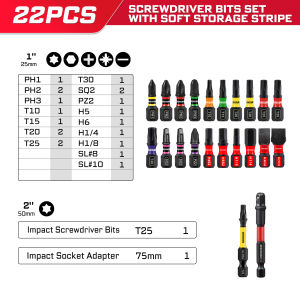 Geinxurn Ultra Torque Bit Set with SL/PH/TORX/SQ/PZ Nut Driver Socket Hex Impact Driver Bit Set for Power Drill