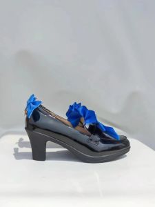 Giày Cao Gót Cosplay God of Water Blue Butterfly Knot Little Leather Shoes Phong Cách Fairy Tail Game Character One Dimensional