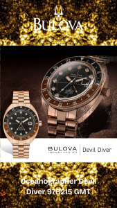 Bulova Oceanographer Devil Diver 97B215 GMT Snorkel Automatic 41mm Rose Gold Men Watch