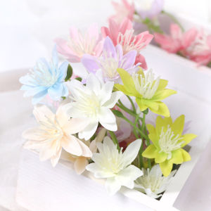 5Pcs Artificial Orchid Flower Bouquet Home Wedding Party Decoration Fake Flowers DIY Graduation Cap Garland Gift Decor Accessories Craft Simulation Flowers