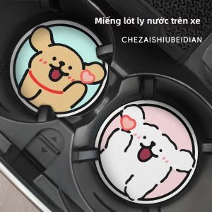 LUKSEN | Đệm Cốc Ô Tô Chống Trượt Hình Mẫu Chó Đôi Dễ Thương