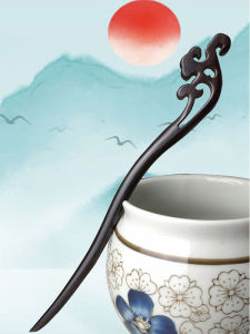 Phong Cách Hanfu Đạo Gia Đàn Ông Phụ Kiện Tóc Gỗ Đen Tóc Búi Đơn Giản Phong Cách Cổ Điển Phụ Kiện Tóc Thủ Công