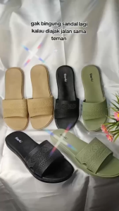 Sandal Selop Santai harian Motif Rajut Bahan Full Karet Tidak Licin Anti Slip Sendal Wanita