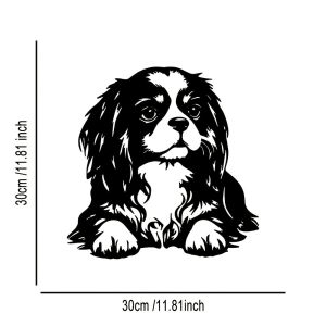 CIFbuy | CIFBUY Metal Wall Art Cavalier King Charles Spaniel Dog Statue Black Iron Sitting Puppy Decor Minimalist Pet Lover Gift Easy Ins