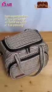 ICEGELKU TAS ASI PAKET LENGKAP COOLER BAG ASI BROWNIES + ICE GEL BESAR+ 4 BOTOL KACA. KUALITAS PREMIUM TAS ASI TAS BAYI TAS PENDINGIN