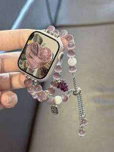 สายนาฬิกาผู้หญิง RECBAND รุ่น Grapes Bubble พร้อมโซ่คู่และคริสตัลเทียม สายรัดข้อมือแบบปรับได้สำหรับ Apple Watch