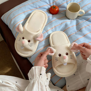 XIXITIAO | Cute Cartoon Rat Breathable Cotton Linen Slippers