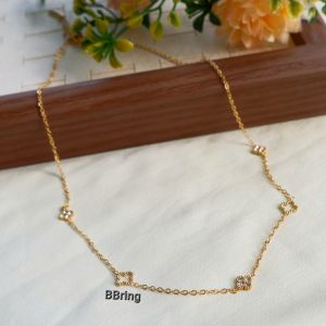 BBสร้อยคอสแตนเลสลายดอกใส่สวย