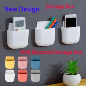 New Wall Mounted Storage Box Mobile Phone Plug Holder Stand Rack Remote Control Storage Organizer Case For Air Conditioner TV……&
