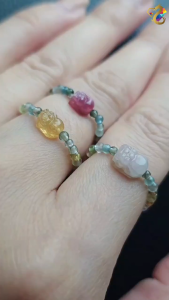 Collection Grade Colorful Tourmaline Pixiu Beaded Rings (3 Types to Choose)