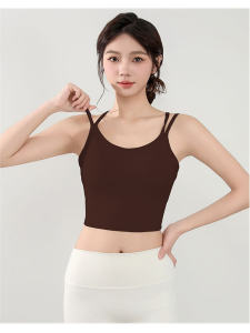 เสื้อชั้นในกีฬา ชุดโยคะ สำหรับผู้หญิง พร้อมแผ่นเสริมหน้าอก สำหรับการวิ่ง ฝึกซ้อมฟิตเนส Pilates ชุดเสื้อกั๊กสายเดี่ยว