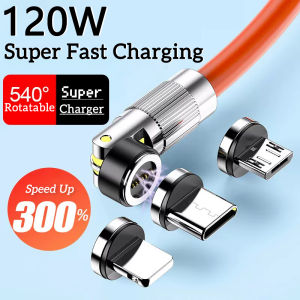 DISOUR 120W Charging Cable 180-Degree Rotation 6A Data Fast Charge Cable USB Micro Type C Charge Line for iPhone Xiaomi Huawei