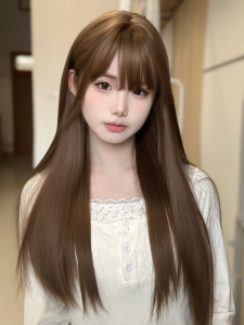 Phụ Kiện Tóc Giả Dài Tự Nhiên Cho Nữ Lolita Honey Tea Linen Màu JK Full Head Set Giả Mèo Thường Ngày Dễ Thương