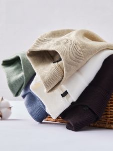 ROMON | Romon Mens Knitted Sweater Casual Mid-Neck Long Sleeve Base Shirt Fashionable Business Casual Style Pure Color Autumn New Arrival