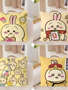 Cute Double-Sided Chiikawa Uzaki Pillow Fluffy Plush Square Throw Pillow Removable Cover Versatile Use Home Decor Cushion