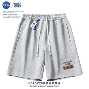 NASA Mens Casual Shorts Summer Beachwear Heavyweight Loose Straight Leg Pants Breathable Polyester Cotton Blend Printed T-Shirt
