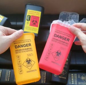 (VIDEO SHOP TỰ QUAY) Thùng rác mini đựng vật sắc nhọn như kim dao lam trong xăm thẩm mỹ hoặc spa