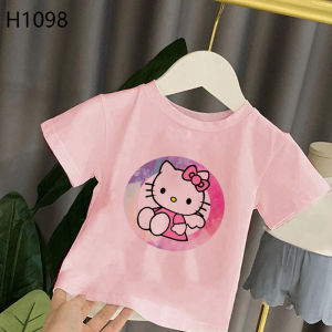 Sweet Kitty Girl Tshirt Cartoon Princess Short Sleeve Kids Tshirt Summer Baby Clothes Girls Tops & Tees Childrens Gift