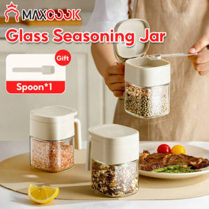 Maxcook Kitchen Seasoning Jar Box Condiments Container with Spoon Seasoning Tank Salt Bottle Moisture Resistant Waterproof