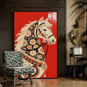 YASISHA | Retro Artistic Red Success Horse Theme Wall Mural