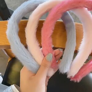 Bando Rambut Bandana Bulu-bulu Halus Fashion Korea Cute Kpop Style Warna Pastel Aestetik Hair Band