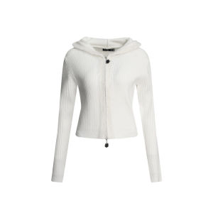 APEA Retro Cute Bear Knitted Sweater Jacket Womens Short Style Autumn Winter Frayed Edge Splicing Hooded Open Cardigan Top