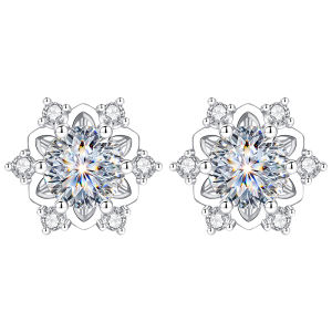 East Beauty | Unique Beautiful New Arrival Hot Sale 999 Silver Moissanite Stud Earrings