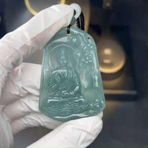 TIMESWIND Original A-type Jade Natural Vairocana Seated Buddha Lotus Pendant Women Men Necklace for Gift with Certificate