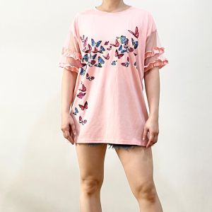 ●ECLAIRE● 003 Tshirt Kaos Tile Oversize Motif Kupu-kupu Butterfly Korea Kasual Casual Dailywear Mode Modis Import xmix