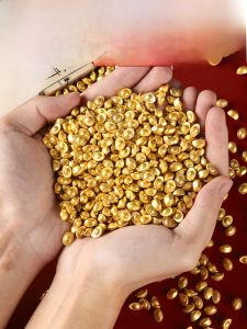 Solid Gold Yuanbao Ornament Miniature Wealth Attracting Decorative Item Solid Sand Gold Craft Ideal for Living Room Decoration