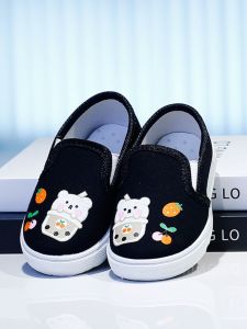 Kids Canvas Shoes 2024 Spring & Fall New Arrival Girls Shoes Toddler and Baby Slip-on Boys Sneakers Bear Korean Style