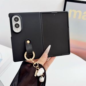 szhaiyu | For Samsung Galaxy Z Fold 8 Skin-Feel Shockproof Phone Case With Wristband Bracelet Pendant Charm Invisible Stand Back Cover